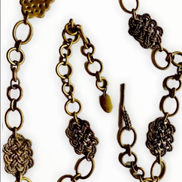 Liz Claiborne metal chain toggle belt plait knot - Picture 2 of 14